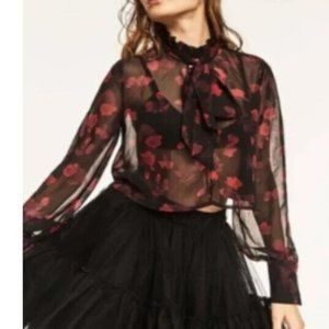 Zara Rose Flower Print Classic Top